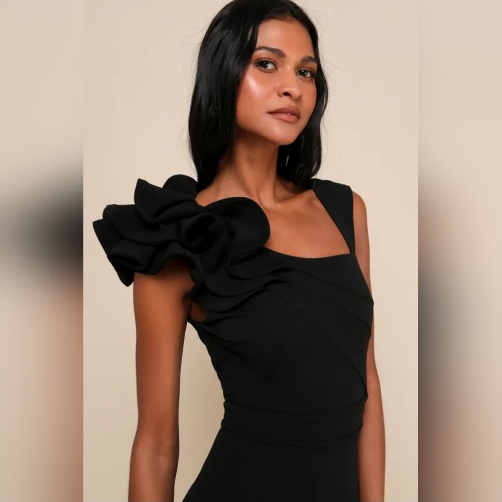 Lulus - Lucette Black Sleeveless Ruffled Mermaid Maxi Dress - Picture 4 of 6